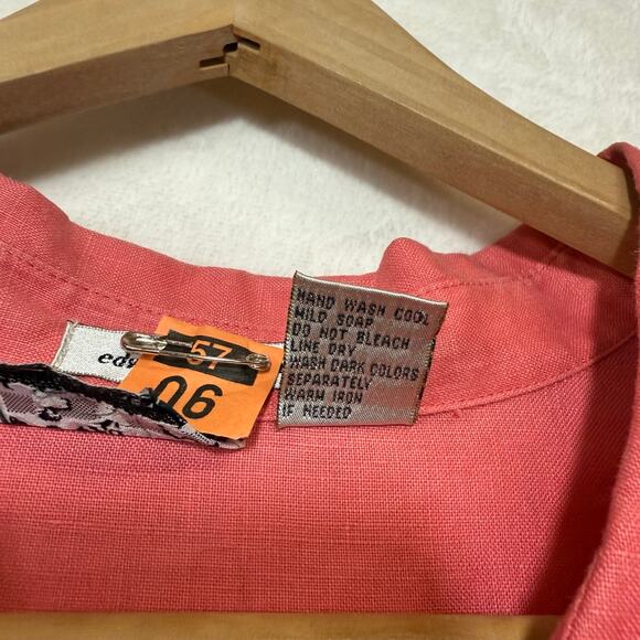 Edward Woman 2X Plus Pink Irish Linen Buttoned Shirt Summer Resort Breezy Beach - Picture 7 of 10